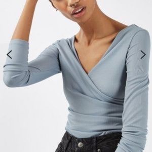Long Sleeve Wrap Rib Bodysuit